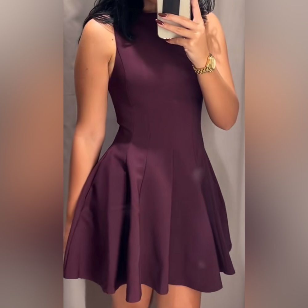 NWT ZARA BURGANDY SHORT SWING DRESS-